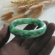Translucent Brilliant Forest Flower Green “Scenery” Jadeite Bangle (JAC002429)