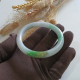 Translucent “Green Moss on Snow” with Green and Yellow Jadeite Princess Round Bangle (JAC002888)