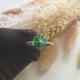 Highly Translucent Icy Deep Green Jadeite “Flower Blossom” Ring (JAD000639)