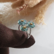Highly Translucent Icy Blue with Bluish Green Jadeite “Cherry Blossom” Ring (JAD000934)
