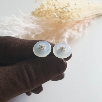 Icy Translucent Jadeite “Flower Blossom” Pierced Earrings (JAA000339)
