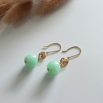 Translucent Apple Green Jadeite “Lucky Clover” Earrings (JAA001076)