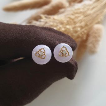 Translucent Icy Pinkish Lavender Jadeite “Le Floral” Pierced Earrings (JAA001787)