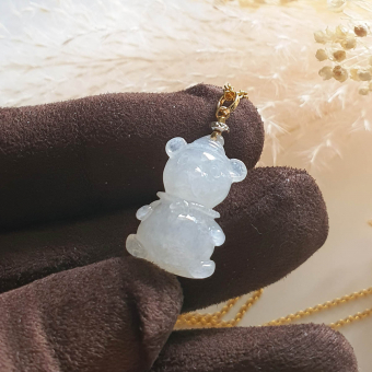 Translucent Icy Jadeite "Teddy’s Love" Pendant (JAB003520)
