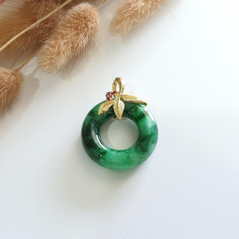 Translucent Brilliant Flower Green Jadeite "Flower Blossom" Pendant (JAB003647)