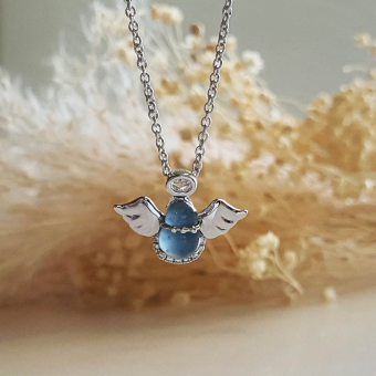 Highly Translucent Icy Jewel Blue Jadeite "Be My Angel" Pendant (JAB003976)