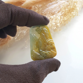 Good Translucency Icy Yellow Jadeite "Magnificent Tiger" Pendant (JAB004504)