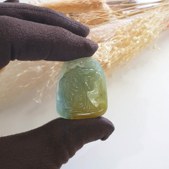 Good Translucency Bluish Yellow Jadeite "Magnificent Tiger" Pendant (JAB004507)