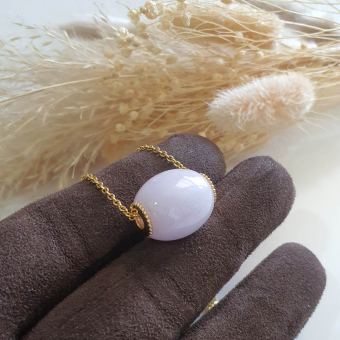 Translucent Pinkish Jadeite "Golden Barrel" Pendant (JAB004744)