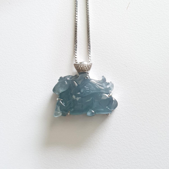 Highly Translucent Icy Blue Jadeite "Flying Horse" Pendant (JAB005141)