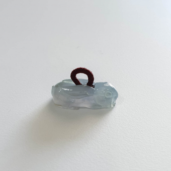 Good Translucency Icy Lavender Jadeite "Auspicious Rabbit" Pendant (JAB005240)