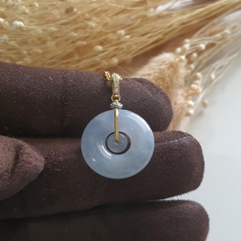 Translucent Icy Bluish Lavender Jadeite "Double Hoops" Pendant (JAB005297)