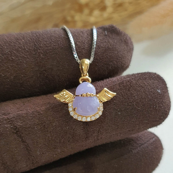 Translucency Icy Brilliant Lavender Jadeite "Be my Angel" Pendant (JAB005682)