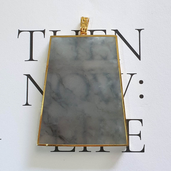 Highly Translucent Icy Black Jadeite "Trapezoid" Pendant (JAB005921)