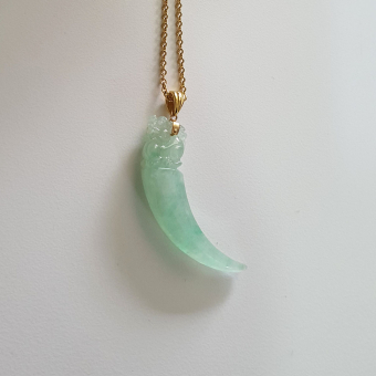 Good Translucency Icy Apple Green Jadeite "Auspicious Pixiu" Pendant (JAB005947)