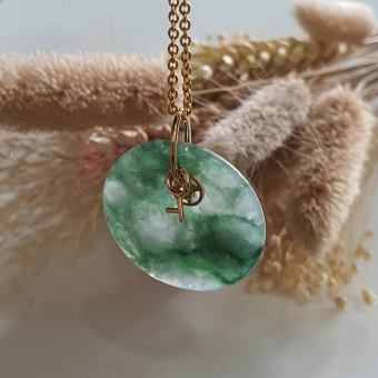 Good Translucency Icy Flower Green Jadeite "Icy Money Bag" Pendant (JAB005955)