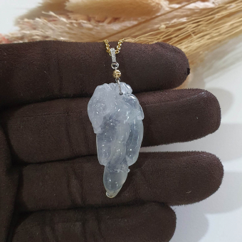 Highly Translucent Icy Jadeite "Longevity" Pendant (JAB006322)