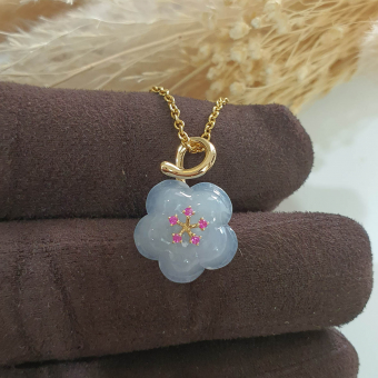 Good Translucency Icy Light Bluish Lavender “Petunia” Pendant (JAB006499)