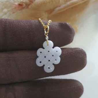 Translucent Light Lavender Jadeite “Eternity Knot” Pendant (JAB006512)