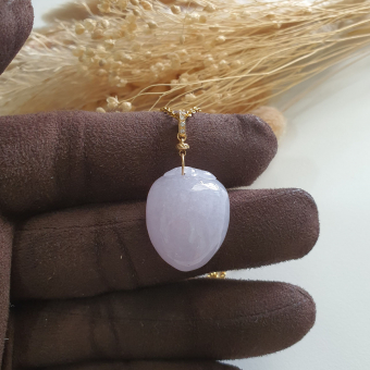 Translucent Icy Lavender Jadeite “Longevity Peach” Pendant (JAB006649)