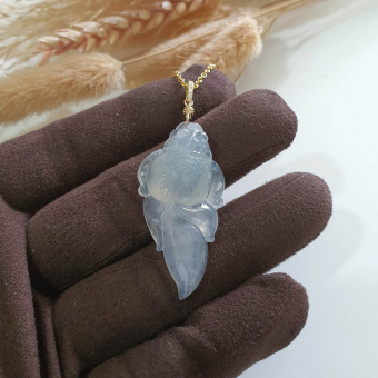 Highly Translucency Icy Jadeite “Prosperity Goldfish” Pendant (JAB006656)