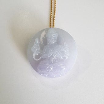 Translucent Icy Lavender Jadeite " Mahasthamaprapta Bodhisattva" Pendant (JAB006851)