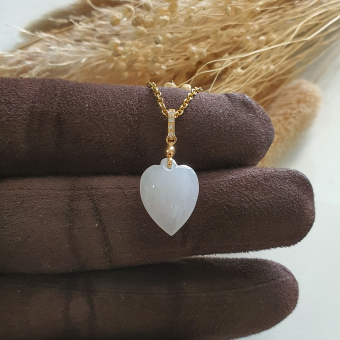 Translucent Icy Light Lavender Jadeite "My Love" Pendant (JAB007121)