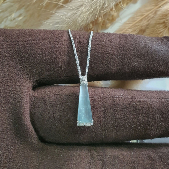 Highly Translucent Icy Light Blue Jadeite “Icy Trapezoid” Pendant (JAB007179)