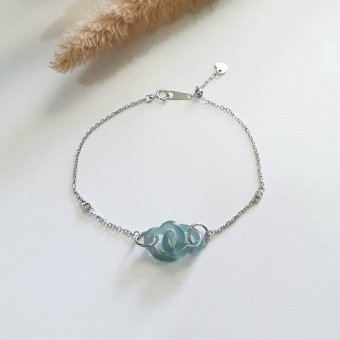 Highly Translucency Icy Sky Blue Jadeite "Infinity Interlocking Love" Bracelet (JAC002790)