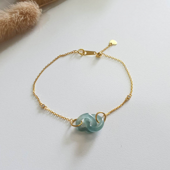 Highly Translucency Icy Bluish Jadeite "Infinity Interlocking Love" Bracelet (JAC002793)