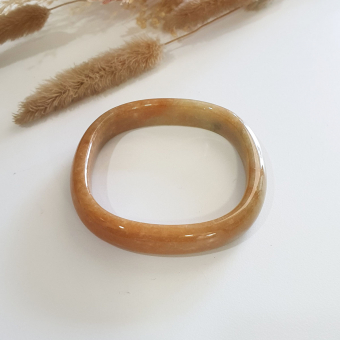 Translucent Orangey Jadeite “Art-De-Squarera” Bangle (JAC003020)