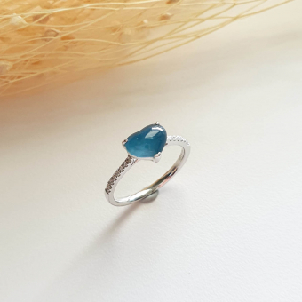 A Highly Translucent Icy Jewel Blue Jadeite "My Love" Diamond Ring (JAD000422)