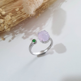 Highly Translucent Lavender Jadeite "Wealth Pixiu" Ring (JAD000820)