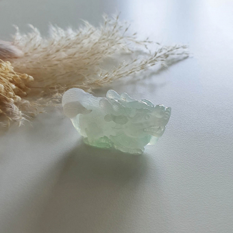 Good Translucency Light Green Jadeite "Auspicious Dragon” Pendant (JAM000459)