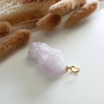 Translucent Icy Lavender Jadeite "Auspicious Wealth Pixiu" (JAM000578)