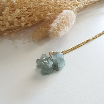 Good Translucency Icy Black Jadeite "Ox of Wealth" Pendant (JAM000789)