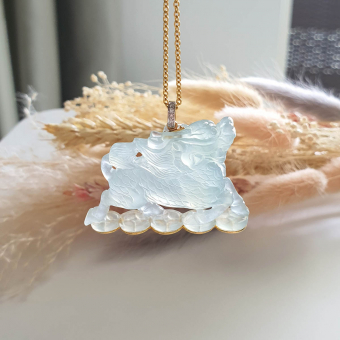 [Very Rare] Highly Translucent Icy Jadeite "The Majestic Kylin" Pendant (SJB000689)