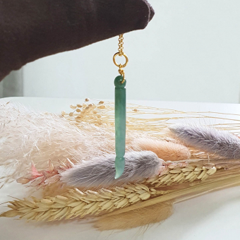 Good Translucency Icy Green Jadeite "Wisdom Brush" Pendant (SJB002494)