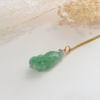 Translucent Icy Apple Green Jadeite “Auspicious Cabbage” Pendant (SJB002735)